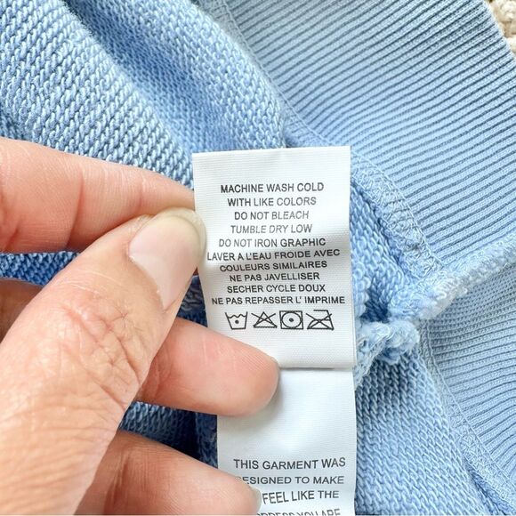 NWT Manduka X Spiritual Gangster Bridget Raglan Blue NAMASTE Sweatshirt Sz Small - Picture 8 of 8